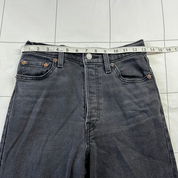Levi’s Jeans Womens 26 Washed Black Ribcage Straight Ankle Button Fly High Rise - Picture 9 of 14